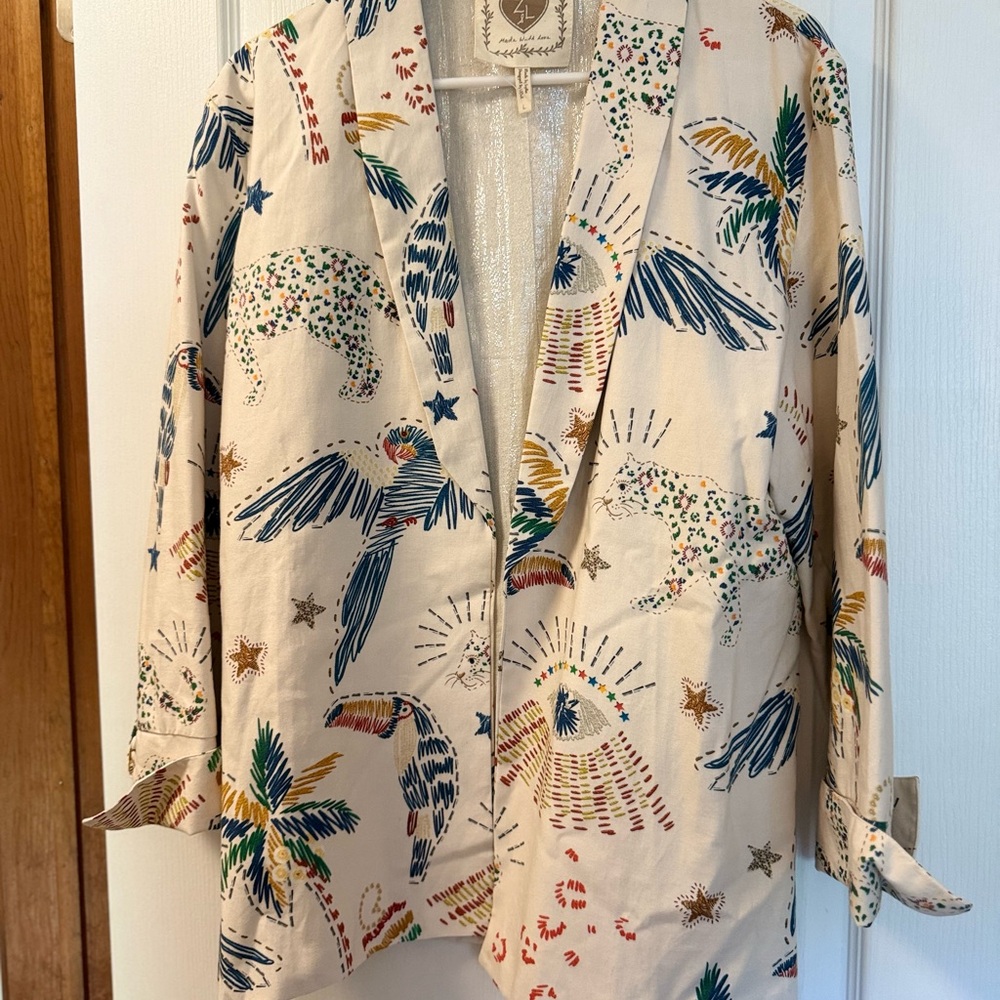 Z&L Europe cotton blend tropical Evil Eye Print Blazer